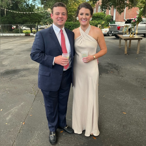 BHLDN Ruby Twist Halter Satin Gown - Picture 3 of 3